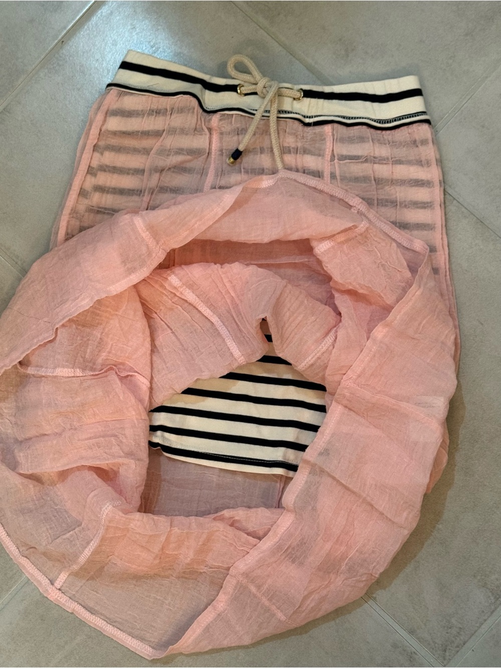 NWOT Blu by Blu Sz 12 Navy White Tank & Maxi Sheer Pink Overlay - Picture 6 of 8